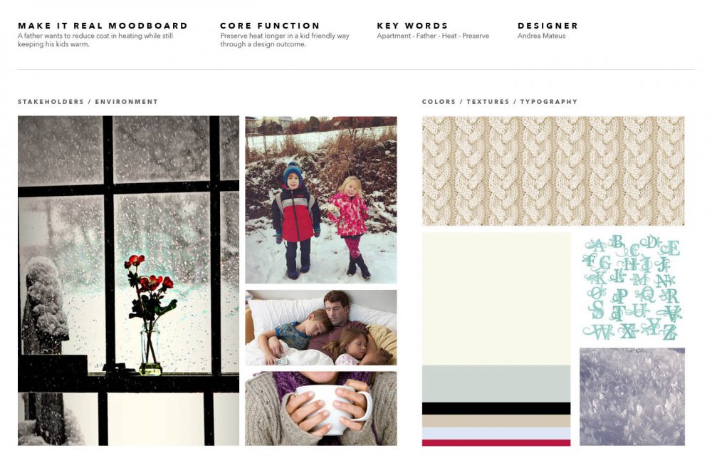 theme board with winter imagery