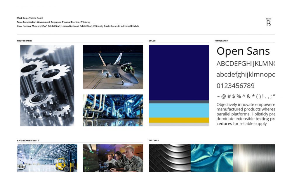 theme board with images showing high-tech materials