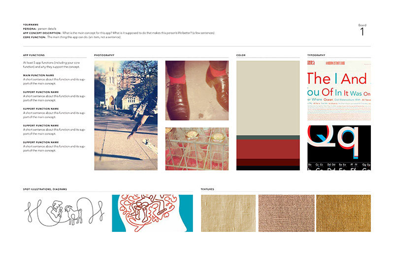 a theme board with images and words for a design