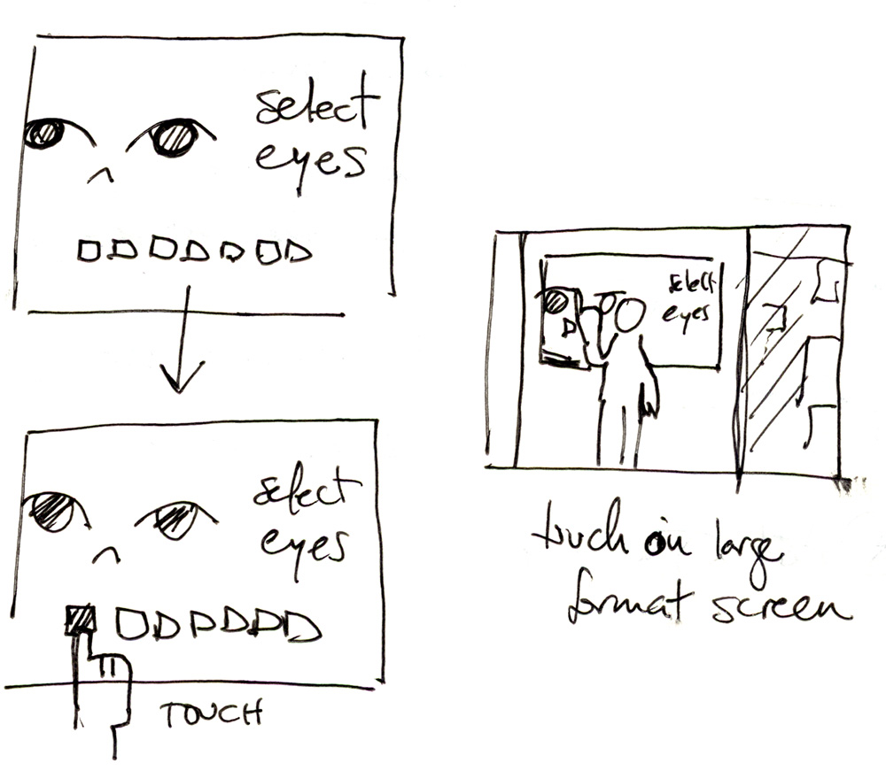 sketch of person pushing button