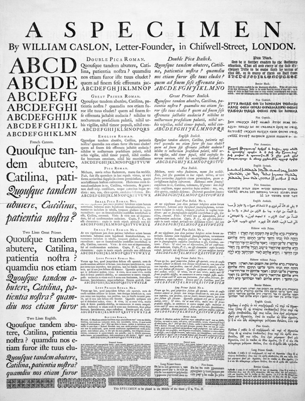 Caslon Type Specimen