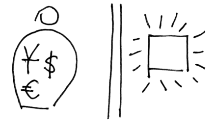 sketch of a person being blocked from using design