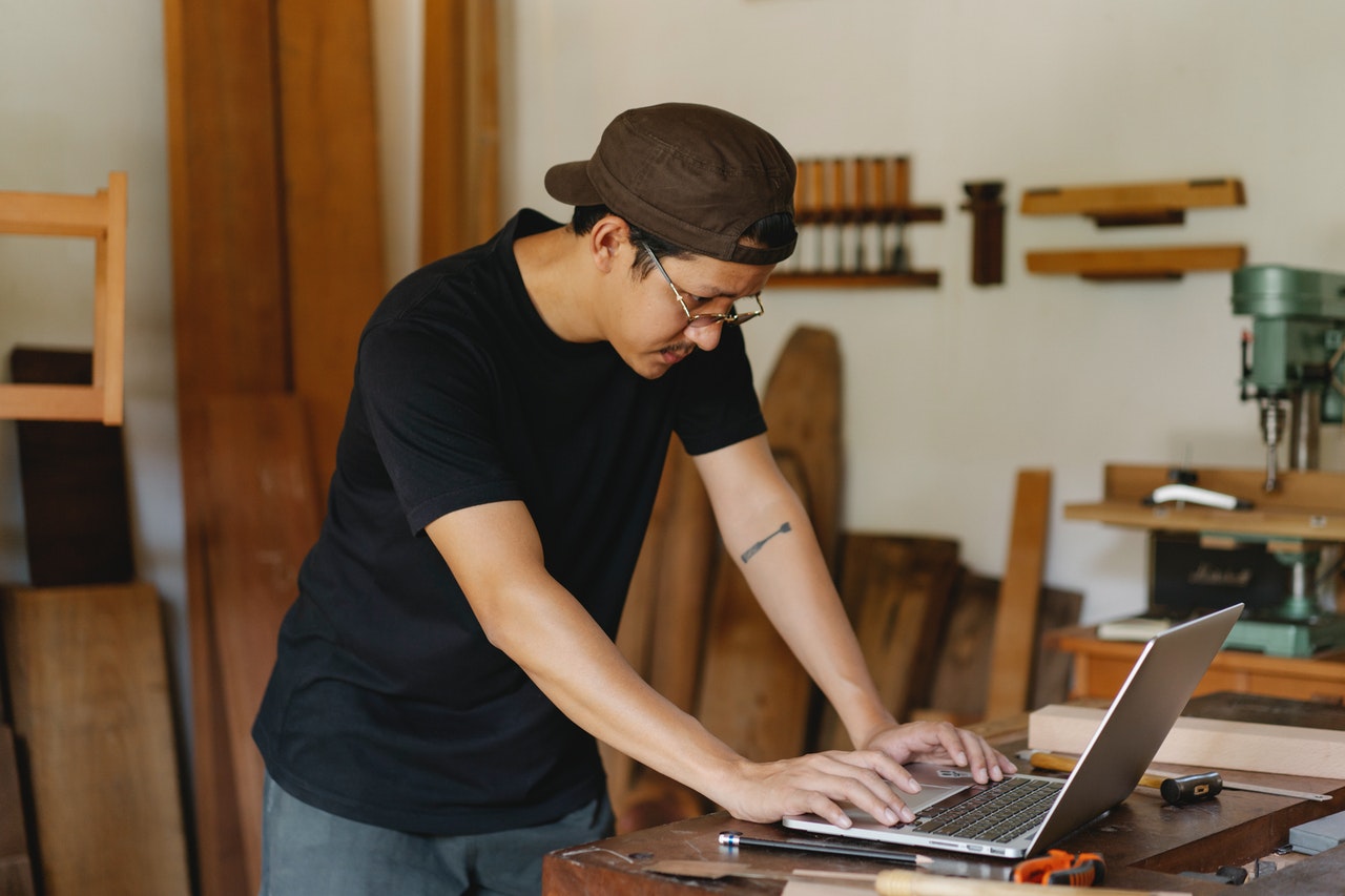 a man working on a computer